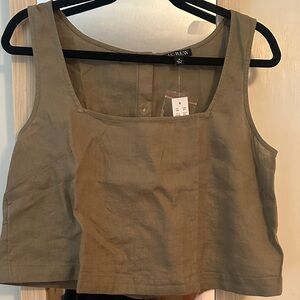 J. Crew Women's Olive Tank 100% linen top size M